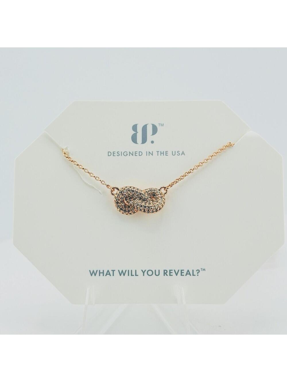 Bomb Party Necklace “It’s My Passion” Love Knot Cz On Rose Gold